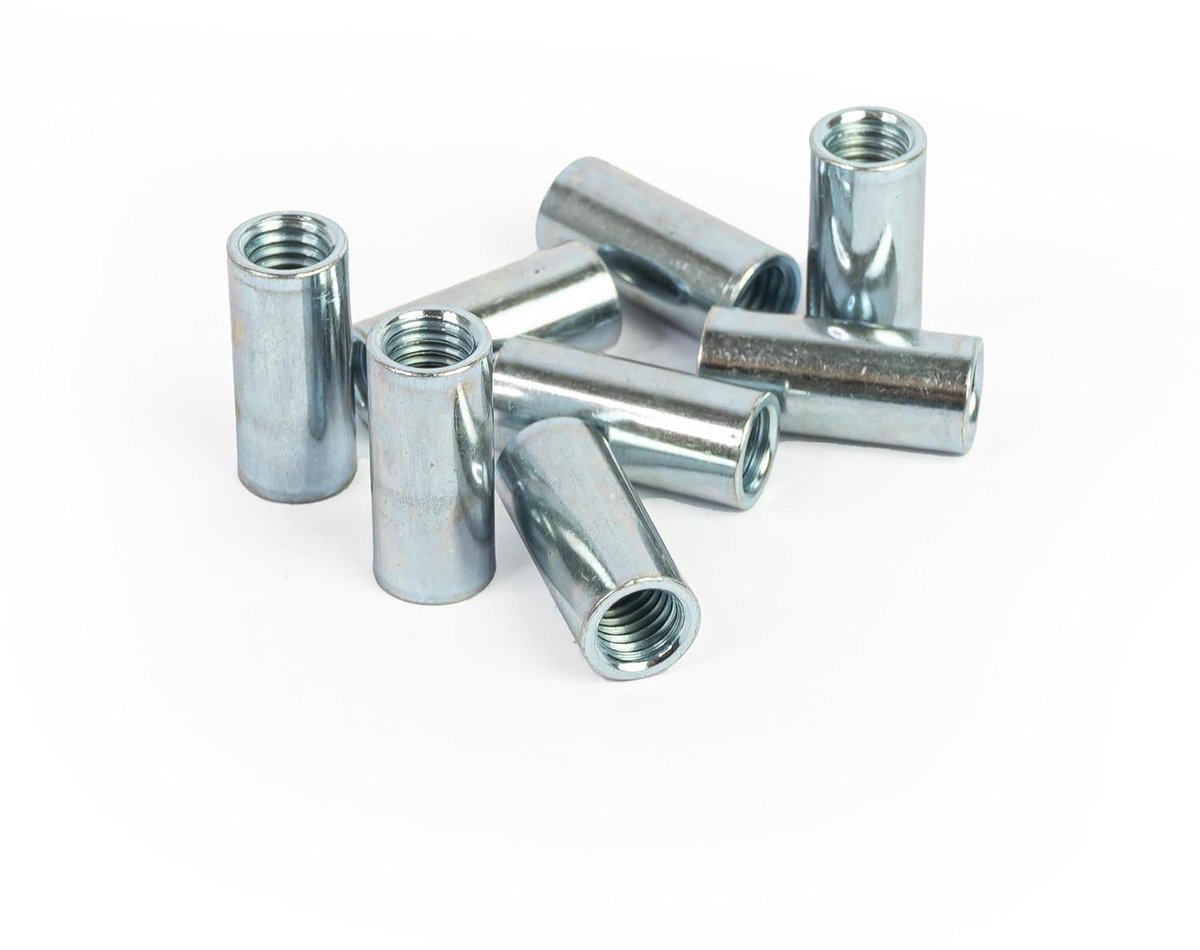 10 stuks schroefdraadmoffen, rond, roestvrij - verbindingsmoeren, lange moeren, schroefdraadhulzen, afstandsmoffen, afstandhouders, schroefdraadhuls (M8 x 40)