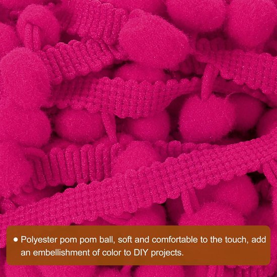 10 yards Pom Pom Bal Fringe Trim, Lint Naaien Accessoire DIY Crafts voor Home Gordijnen Kussendecoratie (12 mm, fuchsia) — afbeelding 3