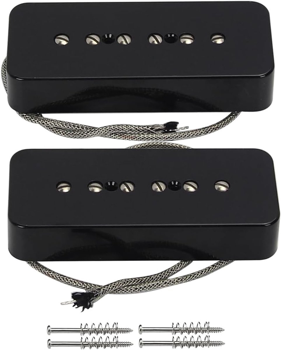 Alnico 5 P90 Soapbar Single Coil Pickups Set voor LP elektrische gitaar, zwart