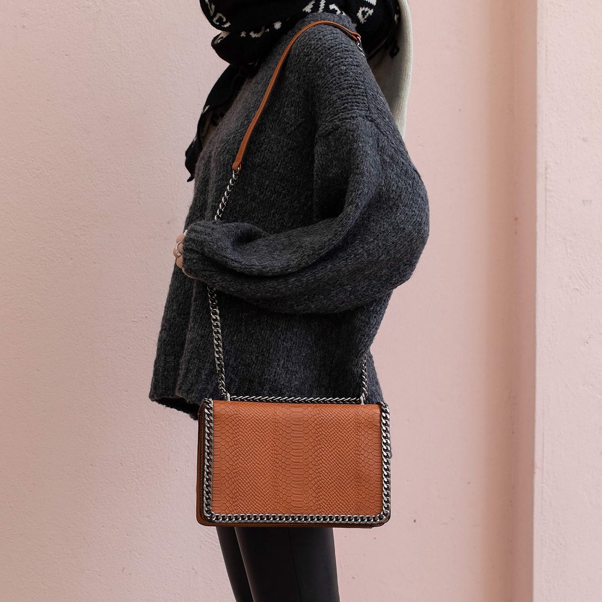 - Dames Crossbodytas - Slang PU Leer Gewatteerde Handtas - Ketting Flap Schoudertas - Snake Print Avondtas Clutch Elegant Avond Stad Trendy Elegante Moderne Praktisch Chique
