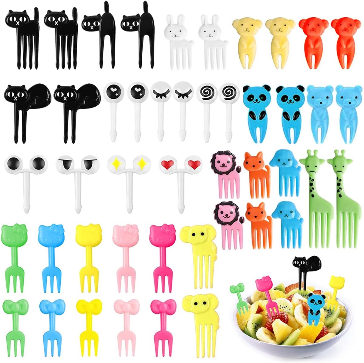46 Stuks Dieren Tandenstoker, Cartoon Kinderen Fruit Vork, Tandenstoker PartyKinderen, Cartoon Fruit Vork, Leuke Decoratie Voor Cakes, Desserts Fruit Partyaccessoires