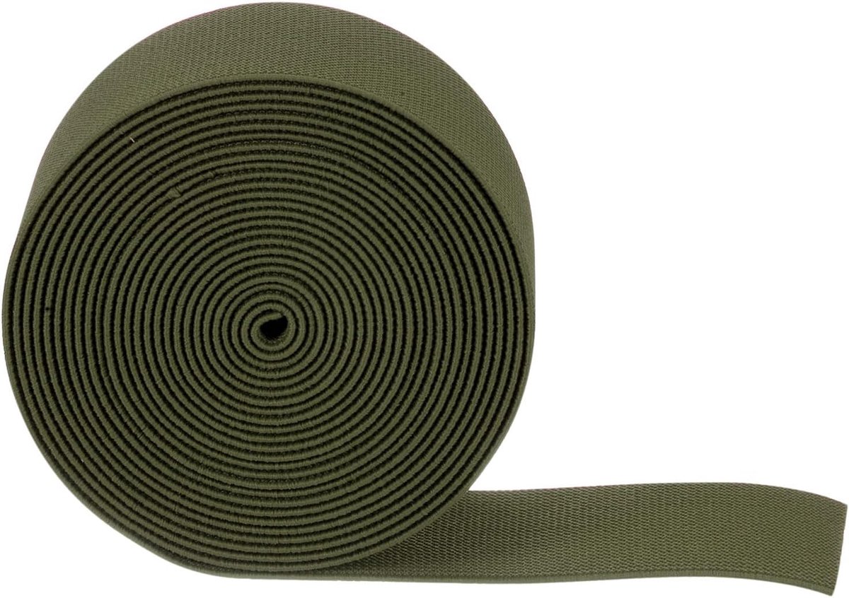 Elastische naaibanden van 5 meter, 50 mm breed, elastisch plat breitouw voor doe-het-zelfprojecten, kunst en handwerk, vechtgroen