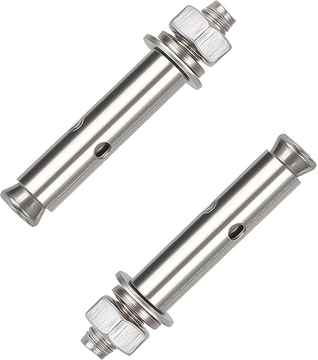 2 stuks M12 roestvrijstalen expansieschroefbouten, zeskantmoer expansiehuls ankerbout zware bevestigingsankers, M12 x 180 mm(M12x190mm)