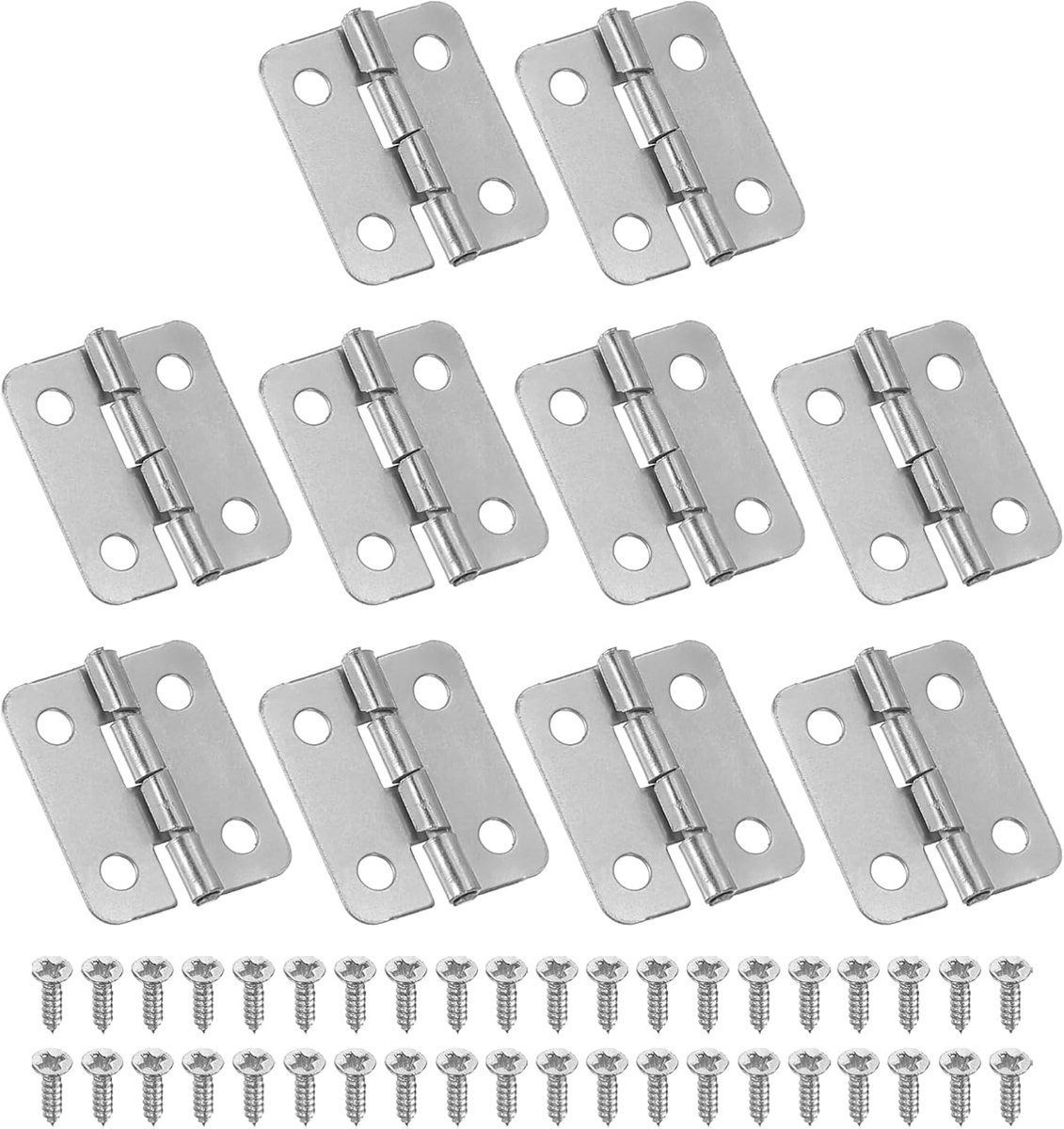 Scharnieren 3/4 inch, 10 stuks mini-juwelendoosscharnier met schroef voor sieraden, houten kisten, kast, ladedeuren, poort, zilver