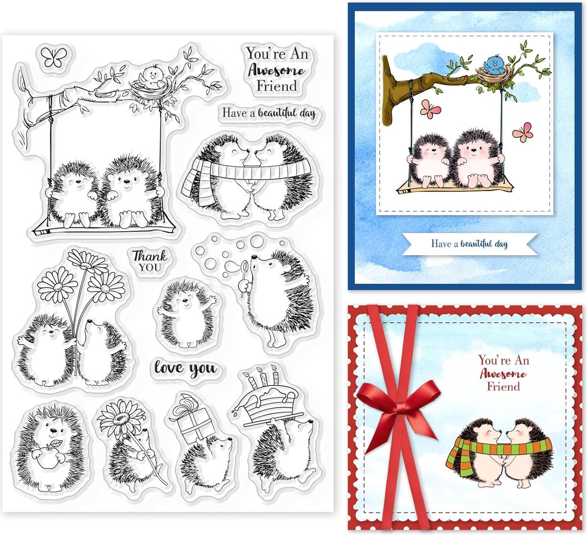 Egel en dier duidelijke stempels voor DIY Scrapbooking Decor vriend Swing transparante siliconen stempels voor het maken van kaarten fotoalbum decor