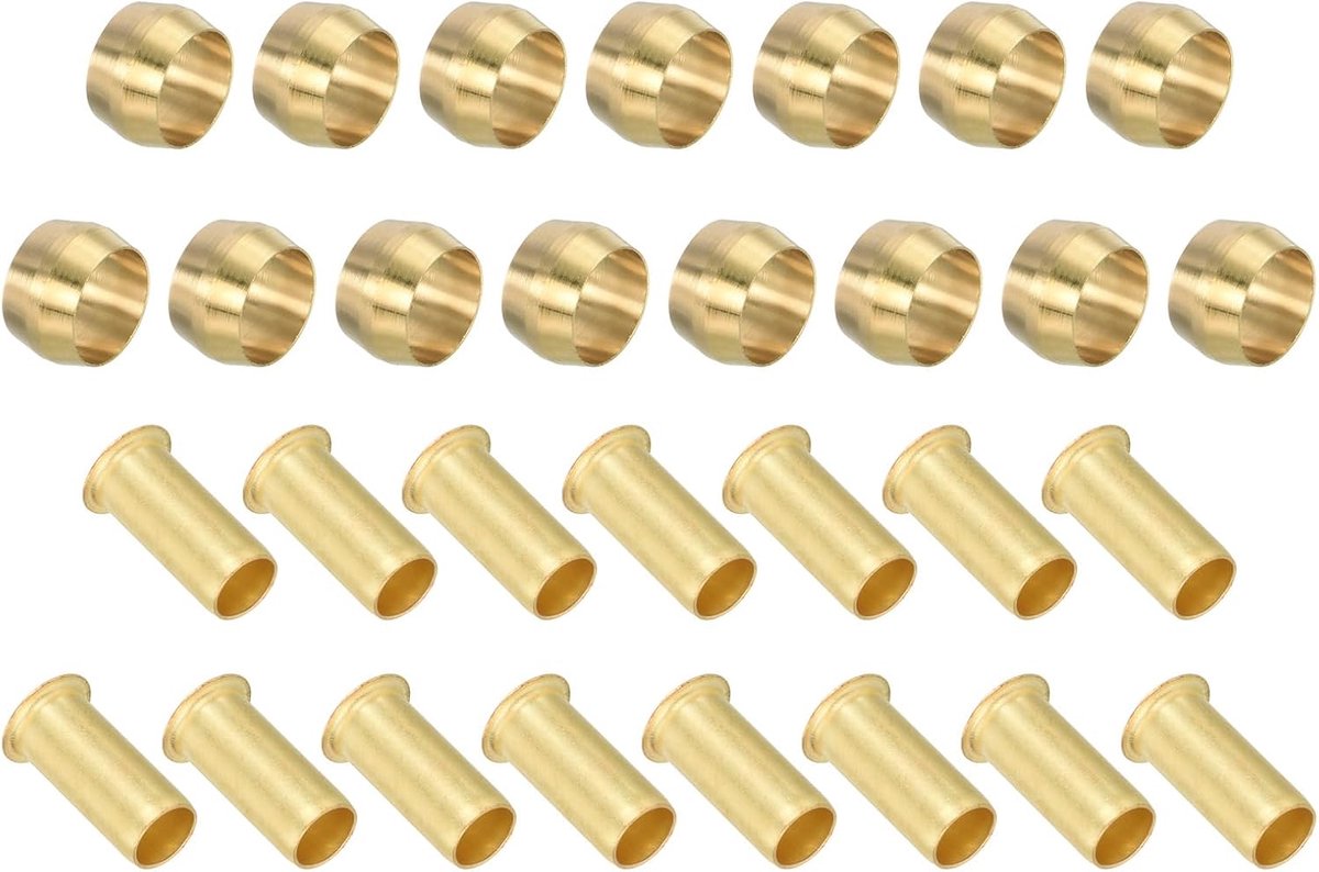 8mm OD Buis Compressie Assortiment Kit, 15 Set Messing Compressie Mouw Ferrule & Insert voor Water Olie Luchtpijp