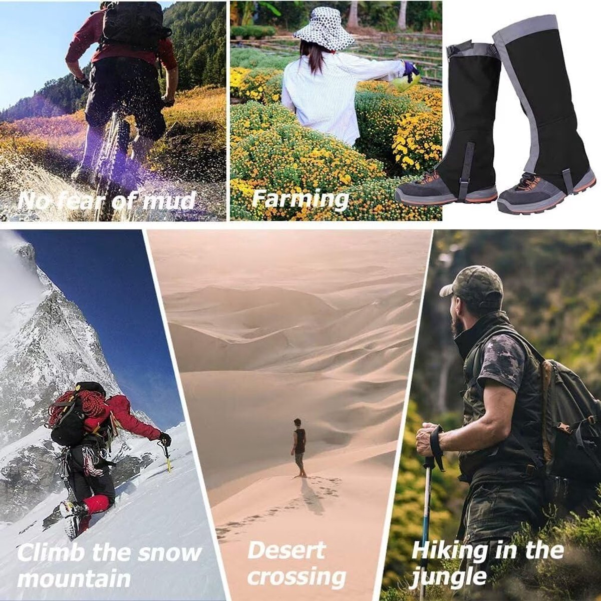 Gaiters voor Wandelen, been Gaiters waterdichte sneeuw Boot Gaiters voor mannen en vrouwen, waterdichte Boot been Gaiters voor wandelen klimmen jacht skiën, sneeuwschoenwandelen, 420D Anti- scheur Nylon materiële doek