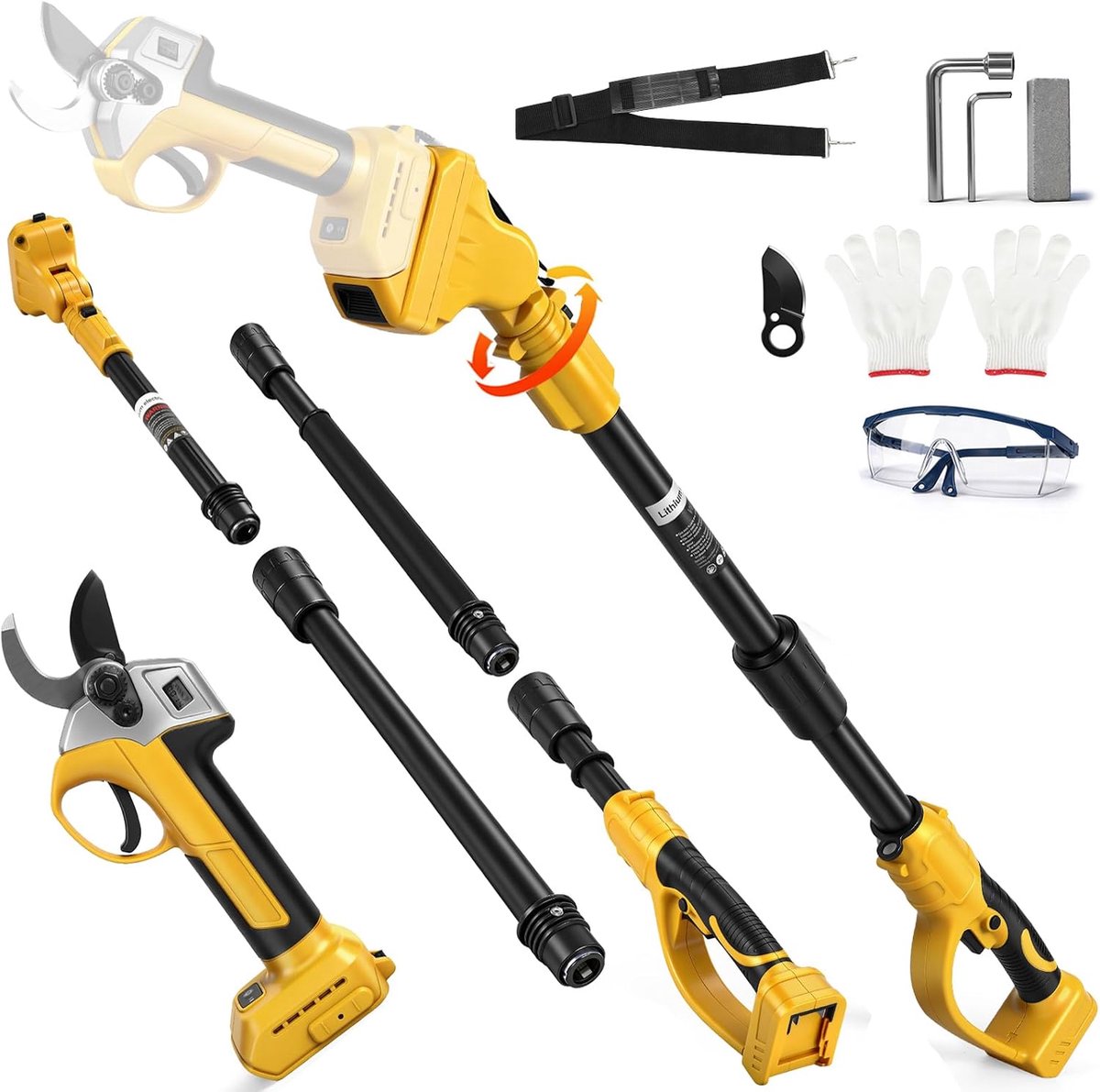 SnelShoppen - Accu Snoeischaar met Telescoopstang 45 mm Geschikt voor Dewalt 20V 18V, Borstelloze Boomschaar, Accu Snoeischaar met Telescoop Handvat v