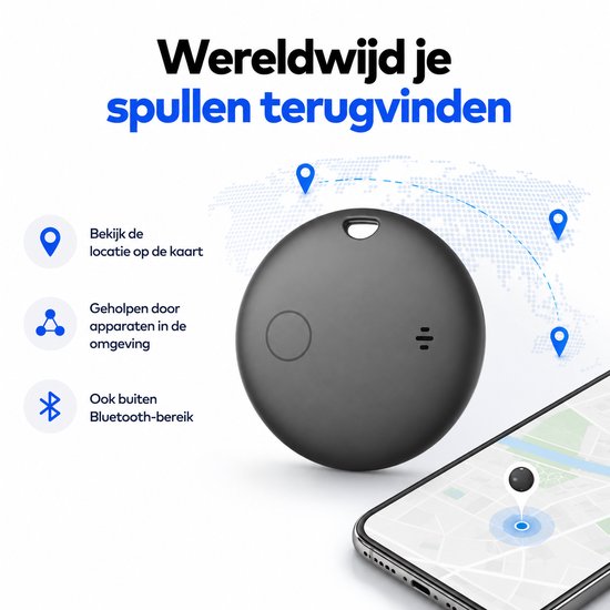 GPS Tracker - Werkt met Apple Find My & Android Find My Device - Locatie Tracker - Waterbestendig - Vervangbare batterij