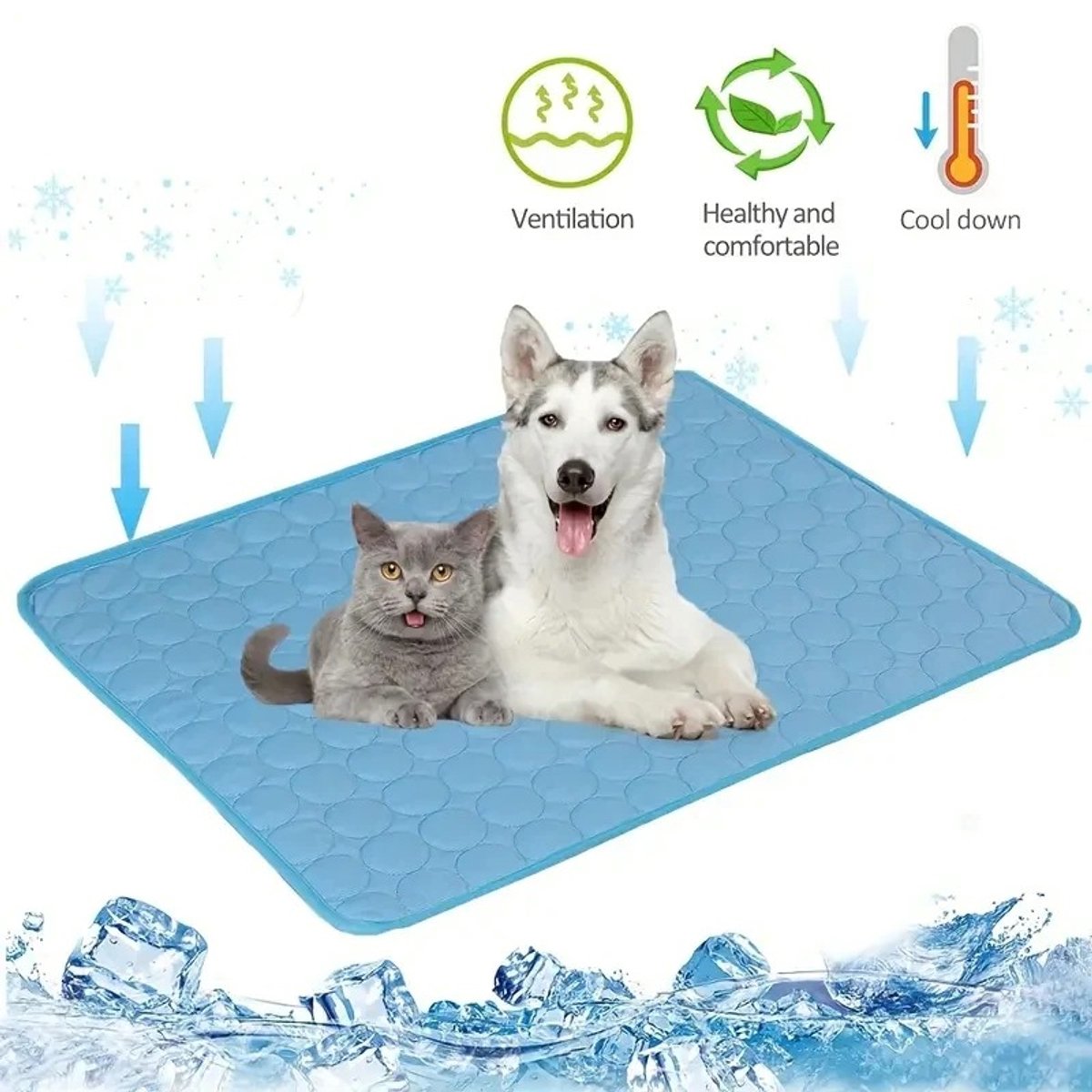Roossentials koelmat voor huisdieren - Voor hond en kat - Temperatuur absorberend - Grijs - XL 100x75 cm - Duurzame deken