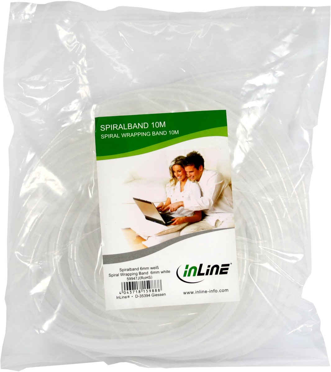 InLine® spiraalband, 10m, natuur, 14mm