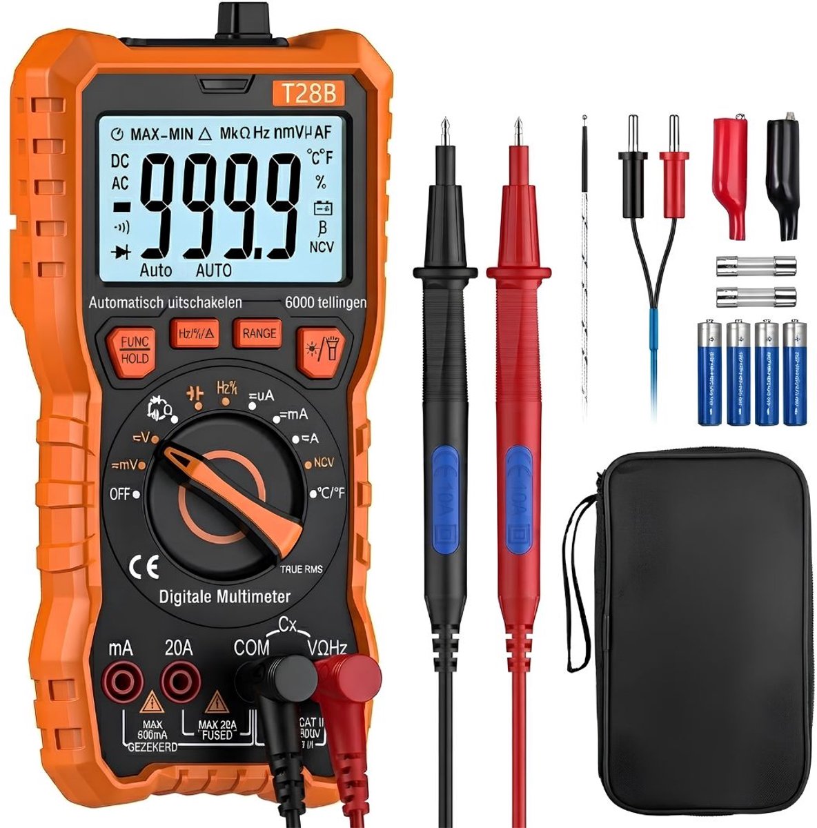 JCP® Multimeter - Multimeter Digitaal - Spanningsmeter - Oranje - 20cm x 9cm x 5cm