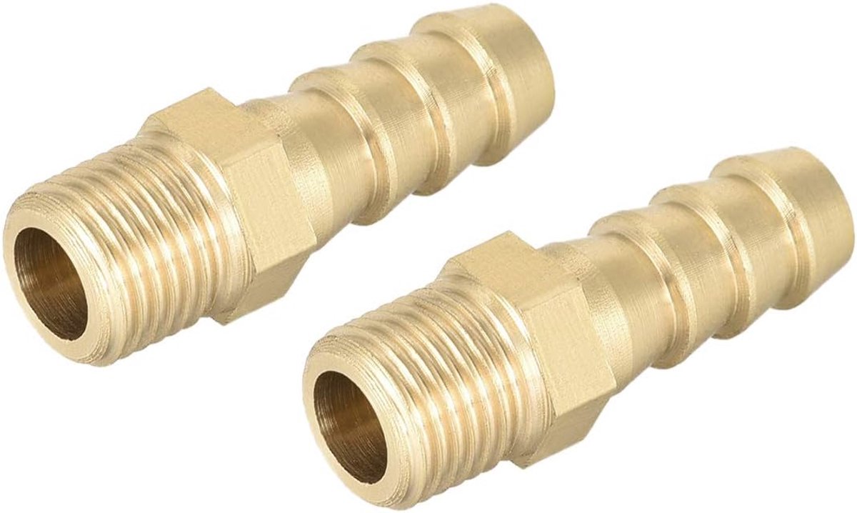 sourcing map verbindingsstuk van messing metrische stekker aan slang met weerhaak 8 mm x M10 x 1 (2 Stück)