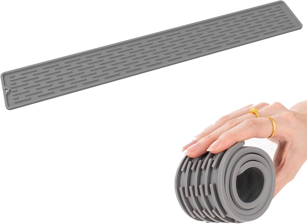 afdruipmat van siliconen, 50 x 5,5 cm, kraan- en afdruipbescherming, spatbescherming voor keukenspoelbak, keuken, spatbescherming