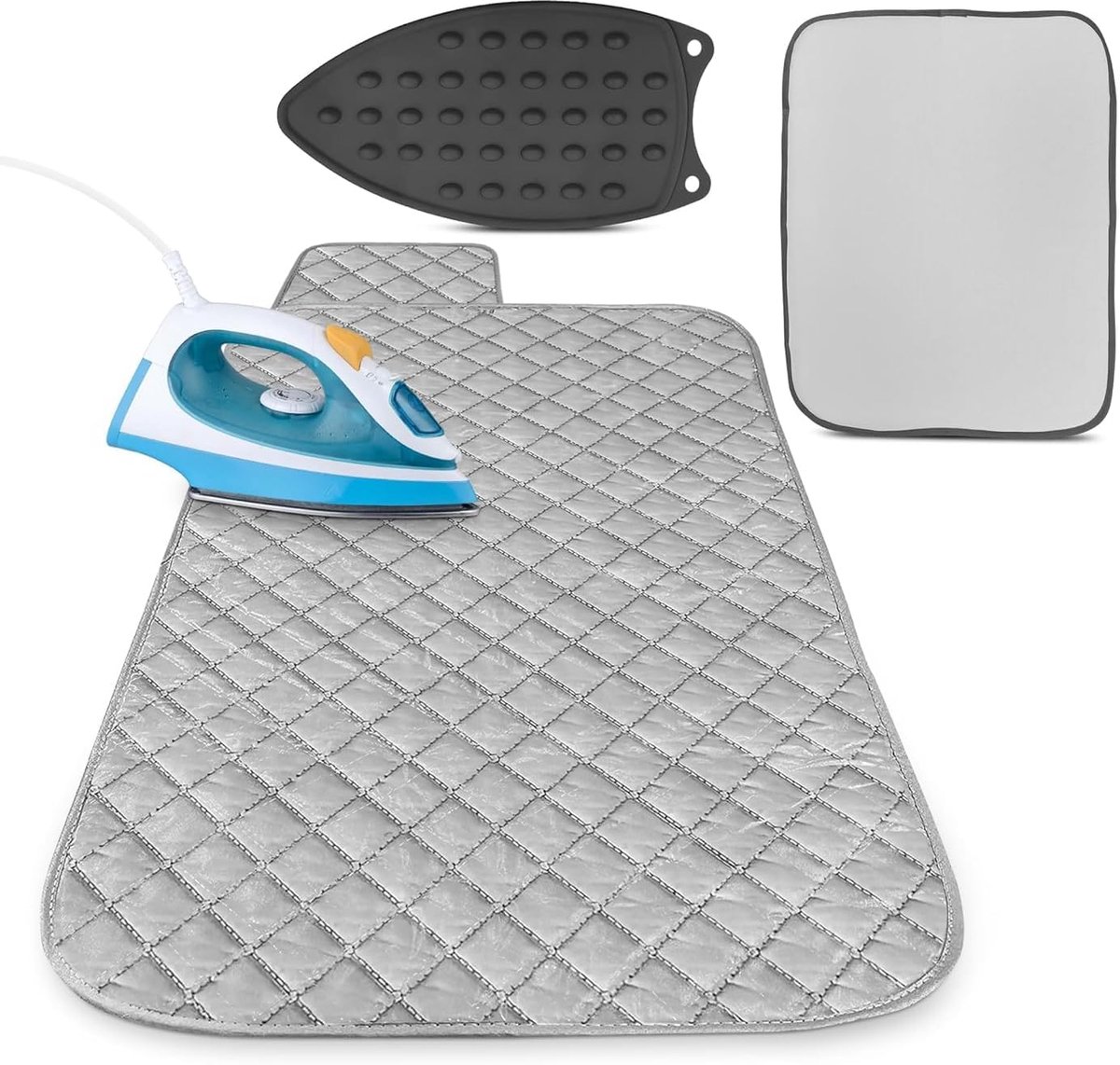 Strijkplankkussen met siliconen pad - strijkplank siliconen hittebestendige mat strijkdeken draagbare strijkplank ijzeren pad warmtepersmat - strijkmat voor tafelblad ijzeren steunkussen