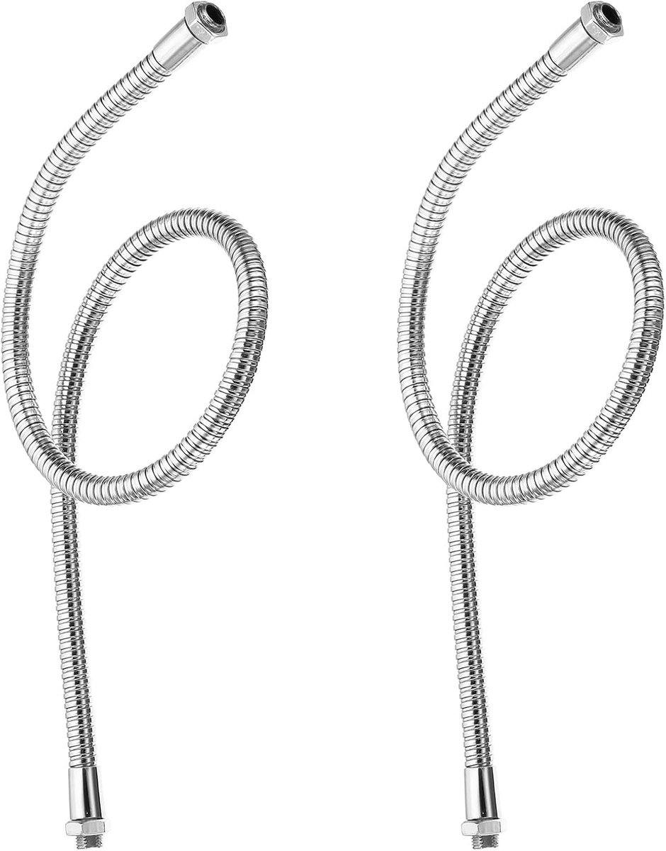 23,6 inch universele zwanenhals slang, 2 stuks M10 tot M8 fijne draad metalen positioneringsslang flexibele arm buisverlenging voor lamp, doe-het-zelf apparatuur, zilverkleur