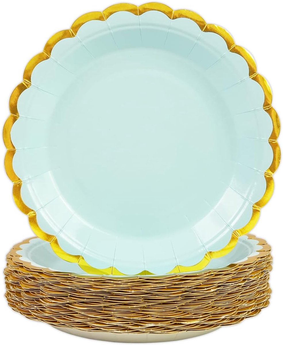 18 cm, blauw, papieren borden, wegwerpservies, verjaardag, barbecue, verjaardag, feest, babyshower, bruiloften (goud, blauw, 18 cm)