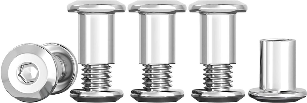 M4 x 12 mm verbindingsschroeven M4 riemgesp bindbouten 304 roestvrijstalen schroefpaal, roestvrije meubelbouten mouwmoeren voor bed, deur, tafel, stoel, werkblad, kast, 10 sets