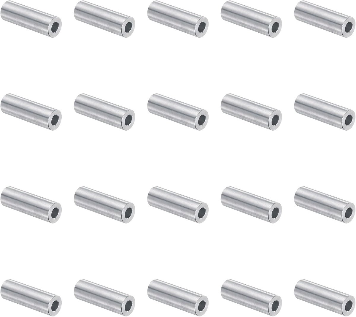 20 stuks aluminium afstandhouders 5 mm boring x 10 mm x 30 mm schroefafstandbus met glad oppervlak ronde metalen afstandhouders voor M5 schroeven, bouten en stangen