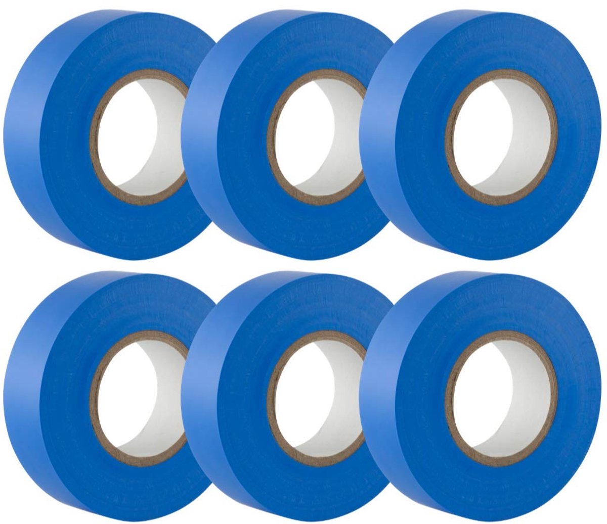 Isolatietape blauw - 19 mm x 20 m - duurzame, zelfklevende isolatietape - voor het beschermen, bundelen en repareren van kabels - 6 rollen