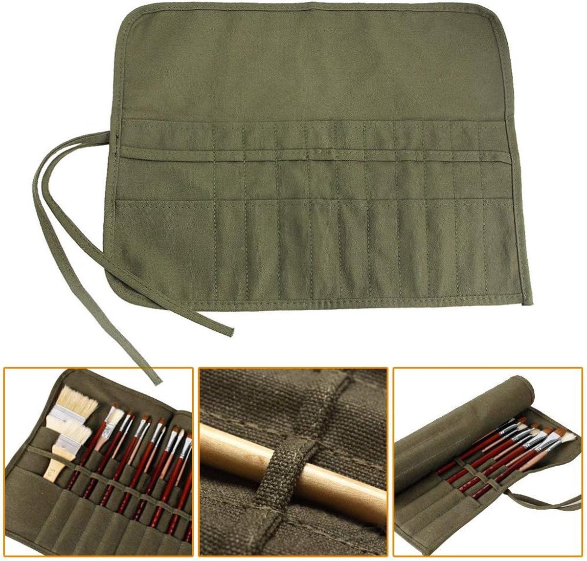 iwobi Canvas Kwast Houder,22 Slots Kwast Opslag voor Acryl Aquarel Olie Draw Pen Borstel