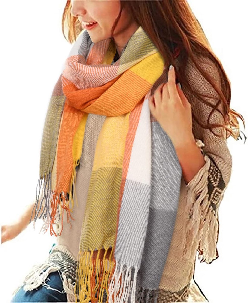 heekpek Dames geruit oversized kasjmier sjaal lange zachte wraps dames geruit oversized sjaal lange sjaal voor herfst en winter