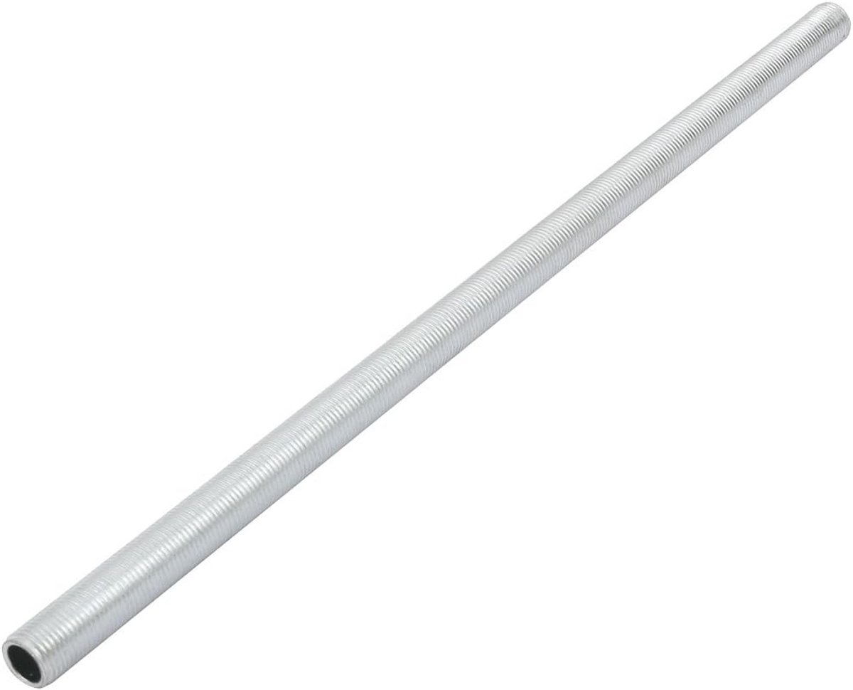 sourcing map Holle schroefdraadstang M10, schroefdraad 250 mm, lengte lamp, slang, nippel voor reparatie van lampen, kroonluchters, verzinkt, zilverkleurig