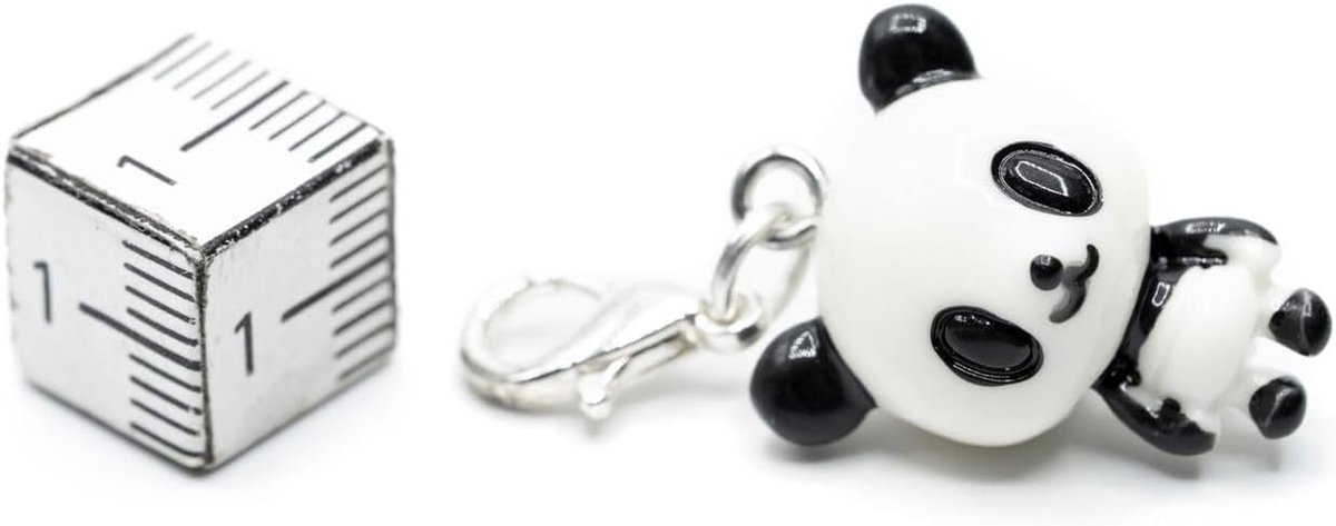 Panda Bear Zoo Charm Zipper Pull geëmailleerd 3D - handgemaakte modesieraden I kettinghanger verzilverd - bedelhanger bedelarmband - hanger voor armband, 18mm, Metaal Katoen
