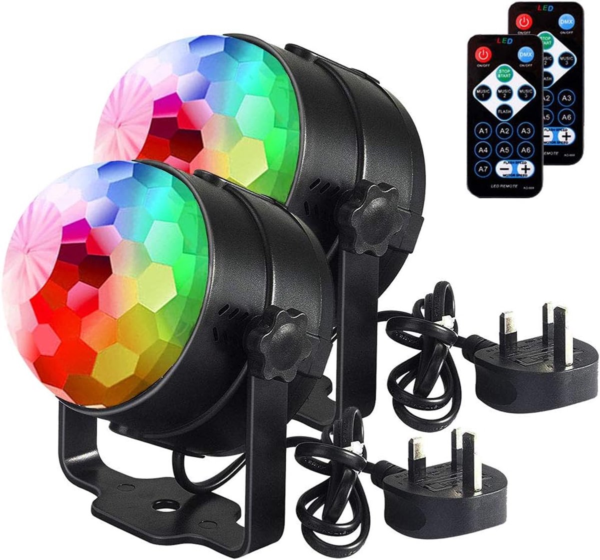 U`King Disco Licht LED Feestverlichting Muziekgestuurd Disco DJ Partylicht 360° Roterende Bal Verlichting 3W RGB Podiumverlichting met Afstandsbediening voor Thuis Kinderen Verjaardag Club