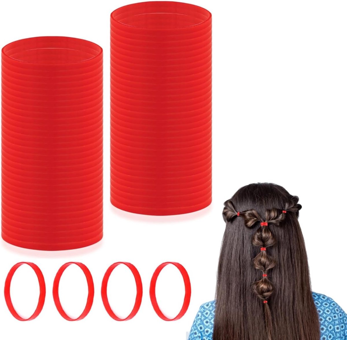 rode elastiekjes voor haarbanden, elastiekjes, mini-peuters, vlechten, paardenstaart, houder voor meisjes en kinderen, dikke haren, elastieken, geen beschadiging, handwerk, kantoor, 2000 stuks