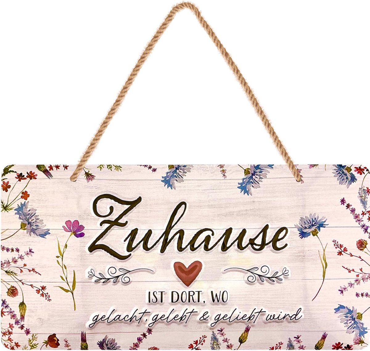 Retro metalen bord - THUIS SCHILD- HOME is het mooiste - cadeau voor een verhuizing - Richtfest geschenk - metalen borden familieregels - incl. jute koord 16x32cm