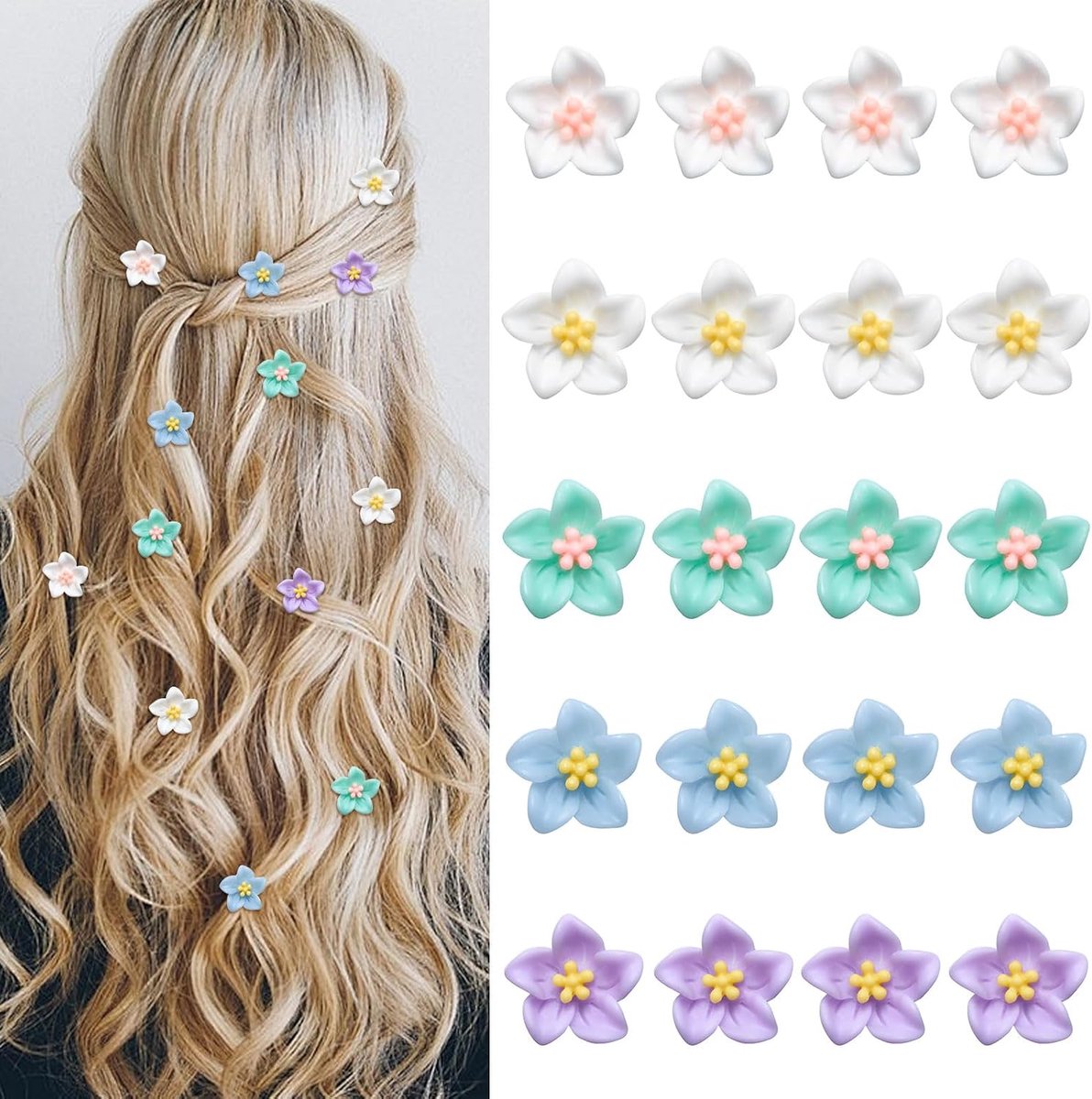 20 stuks Mini Witte Strass Bloem Haarspeldjes, Decoratieve Bruiloft Bruids Haarspelden en Haarspeldjes voor Meisjes en Vrouwen (Meerkleurig2)