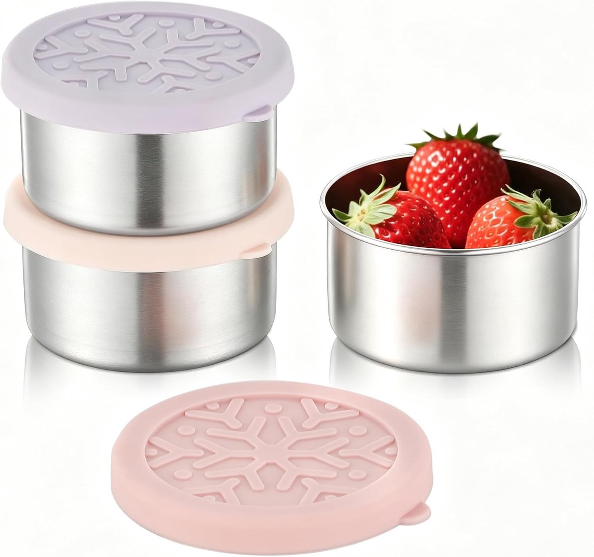 Roestvrijstalen Voedselbakjes Set van 3 – 220 ml Lekvrije Lunchbox & Snackcontainers voor Kantoor, Thuisopslag – Metalen Bakjes met Deksels