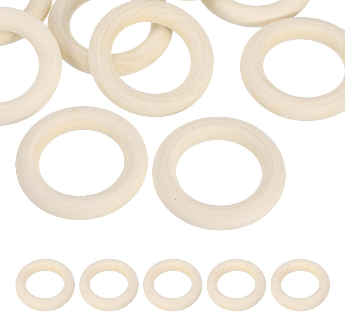 55 mm natuurlijke houten ringen, 10 stuks houten ring, ronde verbindingsringen, houten luscirkel voor ambachtelijke hanger, doe-het-zelf sieraden maken, macramé, natuurlijke kleur