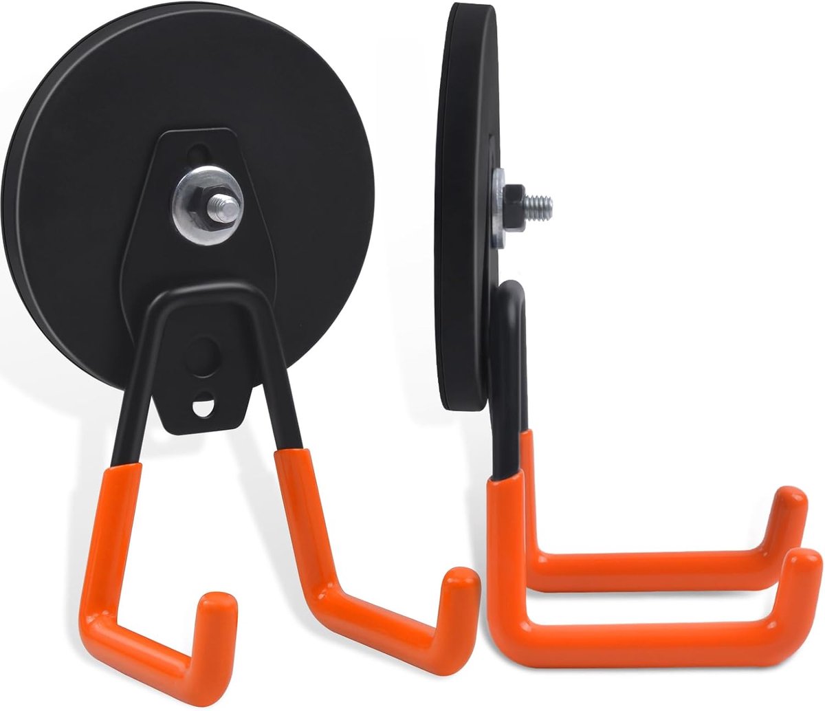 Magnetische haken, extra sterke magneethaken 88mm sterke magneten met haken, magnetische haken voor keuken, garage, koelkast, gordijnen, klaslokaal, grill, gereedschap (Oranje, 2 stuks)