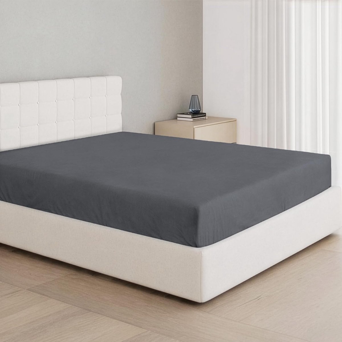 Hoeslaken 160 x 200 Katoen, Stretch Jersey, 30 cm Zakje, Geschikt voor Matrassen tot 27 cm, Oeko-Tex Gecertificeerd, Hypoallergeen - Donkergrijs