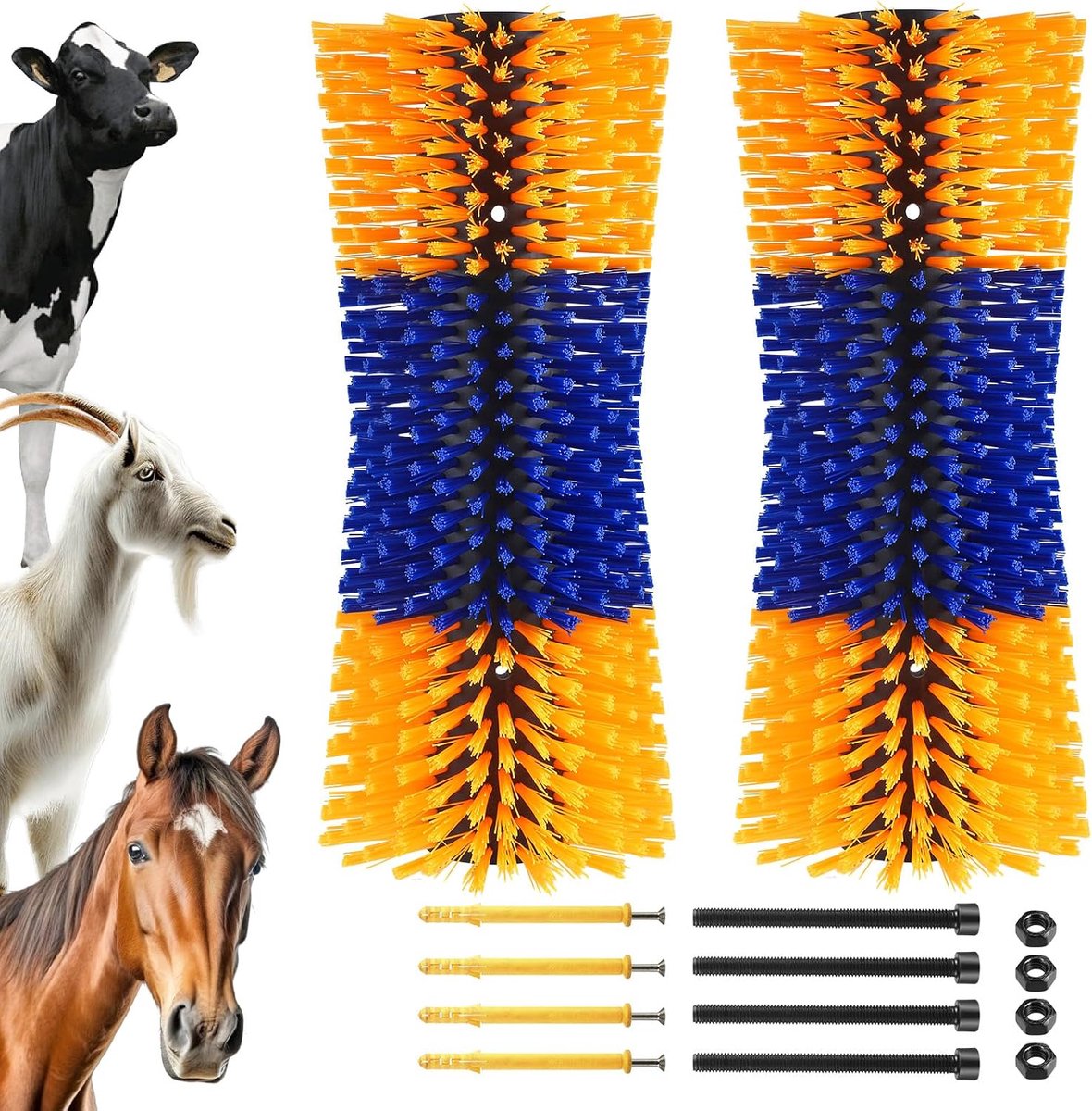 Borstels voor koe, krabpaal voor vee, verbeterd gebogen ontwerp, geschikt voor de lichaamsvorm van runderen en paarden, verlicht jeuk in rug, ossen en paarden