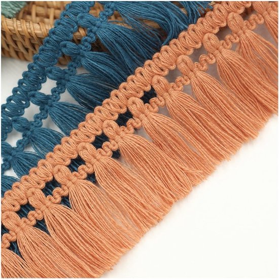 kwastlint 5 cm franje boord polyestervezel kant lint gordijnboord kwastboord lint voor naaien quilten kleding kostuums kussendecoratie doe-het-zelf woondecoratie zwart 5 m — afbeelding 5