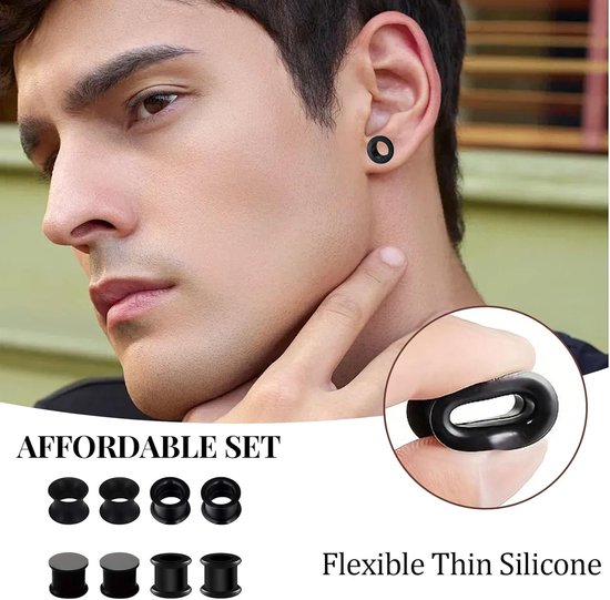 Tunnels, siliconen oordopjes tunnels flexibele vlees oortunnel dubbel uitlopende oordopjes expander oormeter 3/4/5/6/8/10/12/14/16/18/20mm oor stretcher piercing unisex — afbeelding 2