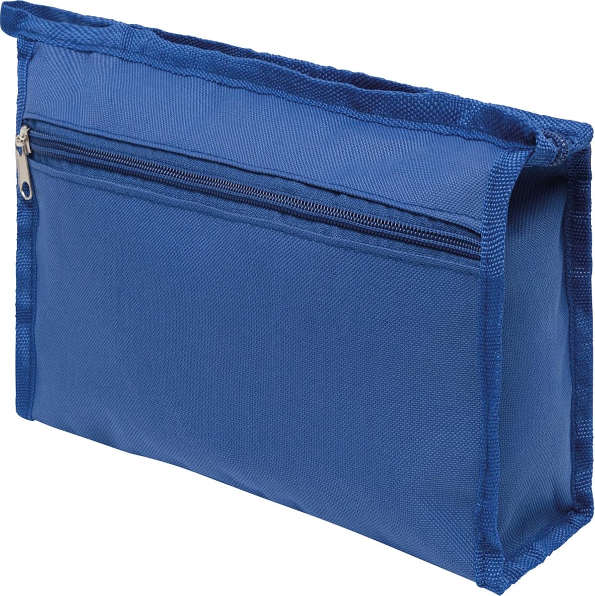 Toilettas, toilettas, 28 x 18 x 8,5 cm, beautybag met voorvak met ritssluiting, in 6 kleuren, opvouwbaar, lichtgewicht, voor vliegreizen en vakanties, koningsblauw, modern