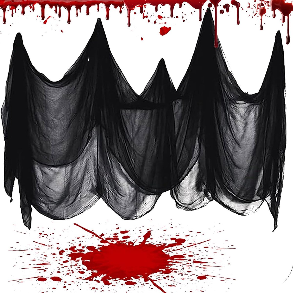 decoratieve stof, 200 x 800 cm, griezelige doek, decoratieve stof, zwart spinnenweb, decoratieve katoenen garen, spinnenwebben voor horror, Halloween, decoratie, hangend feest, binnen