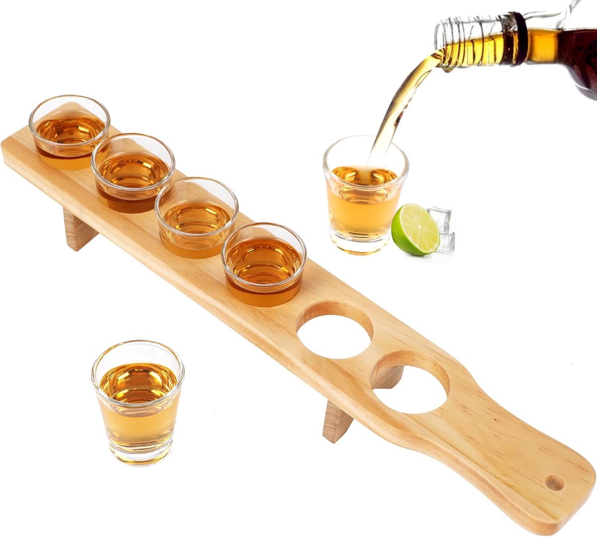 Shotglazen, inclusief 6 tequila-glazen en een serveerdienblad voor los - Transparante houderset voor feest, bar, club, cocktail