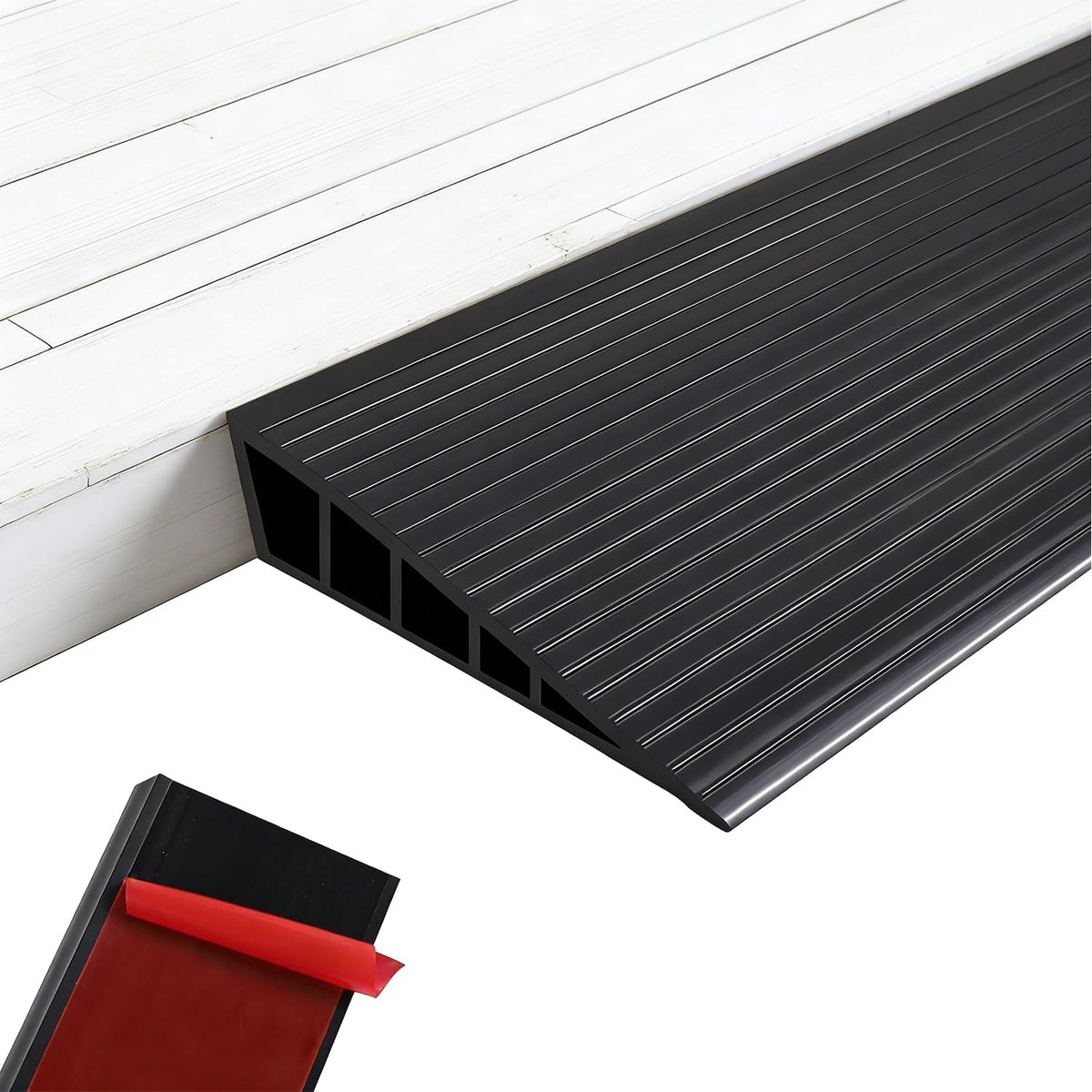 Deurdrempelhelling voor robotstofzuiger, 100 cm, drempelhelling zelfklevend, deurdrempellijst, antislip rolstoelhelling oprijplaat voor rolstoelen, kinderwagens, rollator (10 cm x 2,5 cm)
