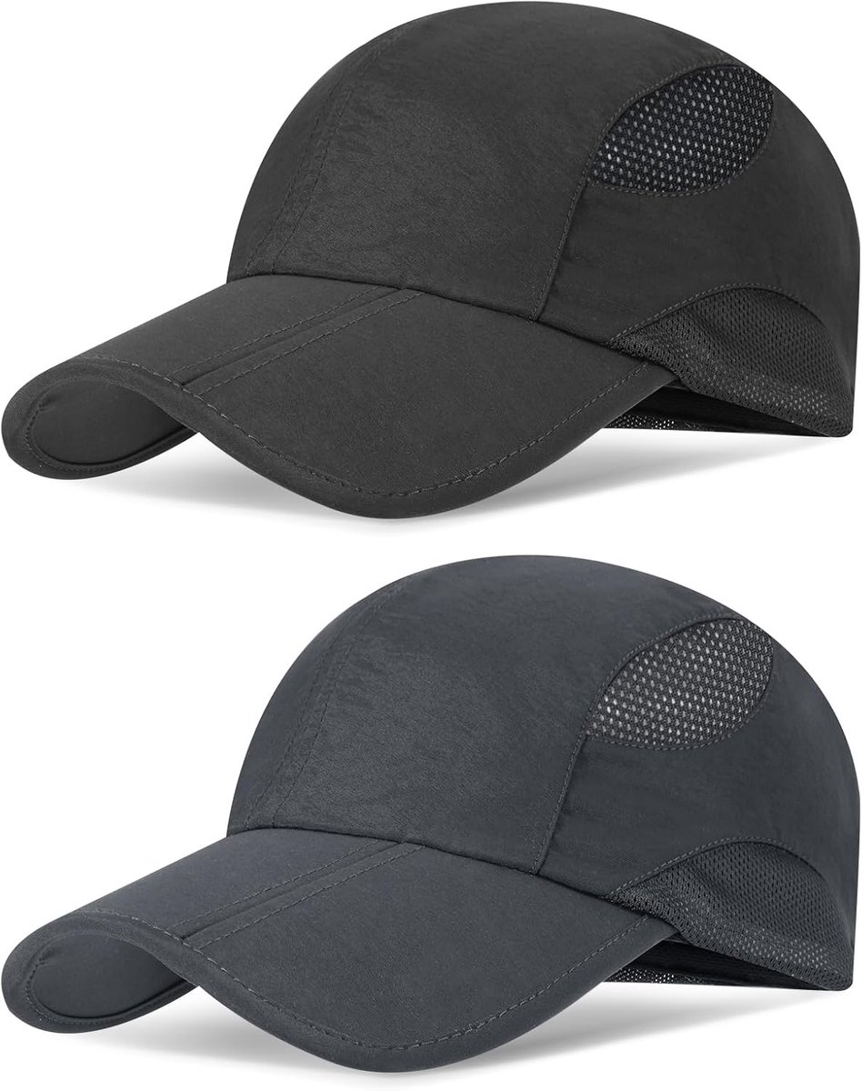 Sneldrogende baseballpet voor heren en dames, hardloophoed, sport, uv-bescherming, ademend, opvouwbaar, lichte pet met vizier, zonnehoed voor golf, fietsen, vissen