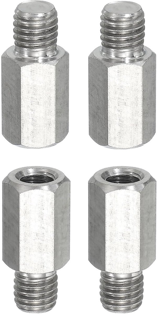Afstandsschroeven 4 stuks M10 x 10 mm buitendraad naar M8 x 20 mm binnendraad 304 roestvrij staal schroefdraad reducerende zeskant afstandhouders schroeven moeren schroefdraadadapter