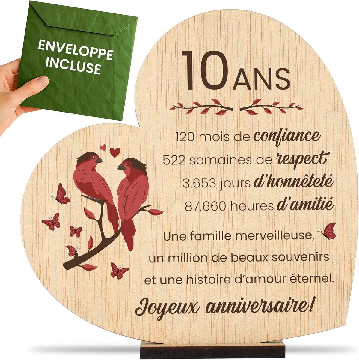 Cadeau 10 ans de Mariage pour Couple Idée Originale pour 10ème Anniversaire de Mariage Homme & Femme Carte de Vœux Noces d'étain (10 Ans)