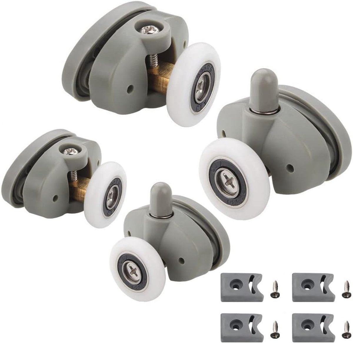 4 stuks douchecabine, wieltjes, 23 mm, reservewielen voor douchedeuren, anti-roest, douchedeurrollen voor badkamerdeuren, glazen deur, 4-6 mm, glasgat 9-12 mm
