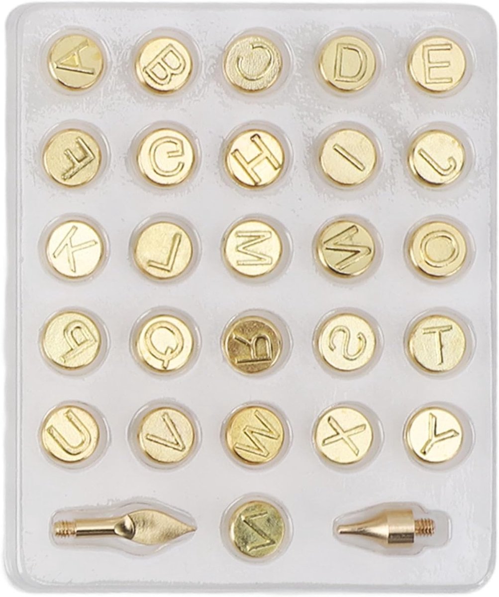 Letter, 28-delige Houtbrandpuntset Inclusief Alfabetcijfersymbool 26 Letters Brandpunt voor Embossing en Snijwerk