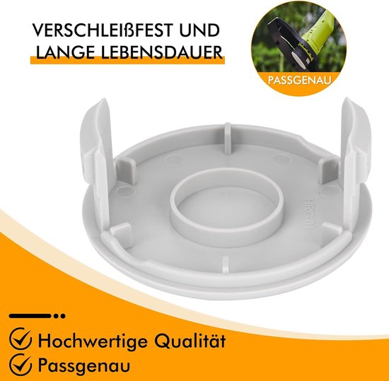 RAC143/5132002770 draadspoel geschikt voor Ryobi 36V RLT36 RLT36C3325 RLT36B33 RY36LT33A-0 accu grastrimmer, 3,3 M lengte Ø 2 mm met spoel afdekking (6 spoelen, 2 doppen) — afbeelding 4