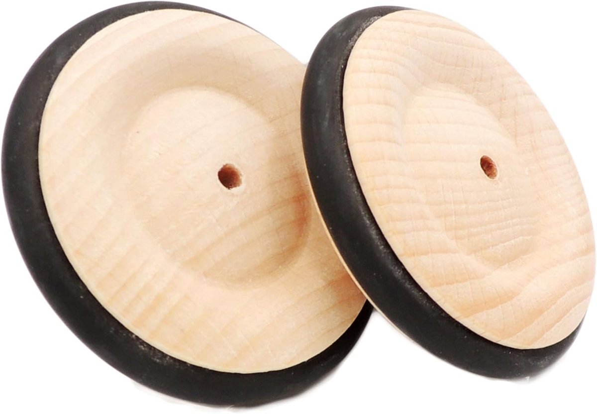 wiel van beukenhout met rubberen banden 64 mm, 1 stuk - houten wielen made in Austria